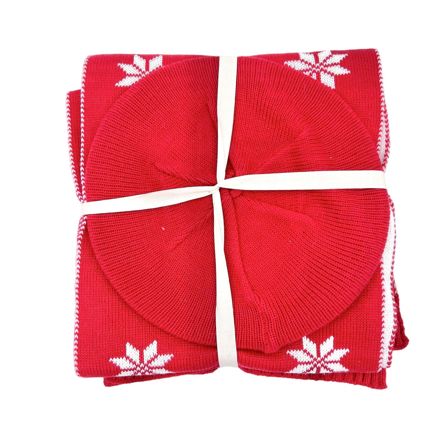 Charter Club 2-Piece Gift Set Scarf Hat One Size Red Owl Snowflakes NEW