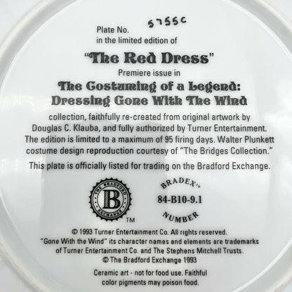 Bradford Exchange The Red Dress Gone With The Wind 1993 Collectors Plate
