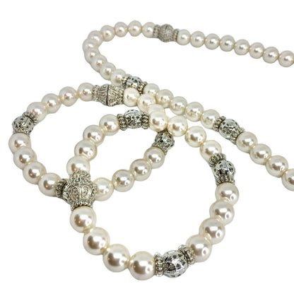 Premier Designs Audrey Pearl Necklace & 2 Bracelets Trio Jewelry Set Fancy
