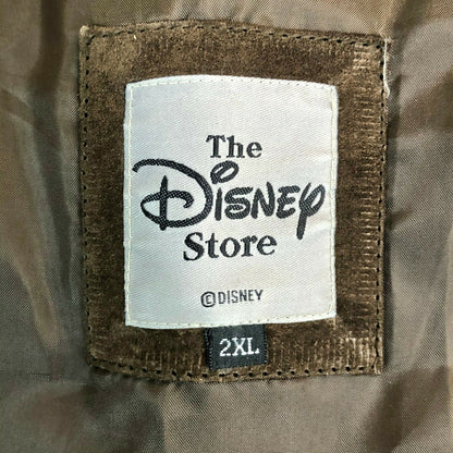 Vintage Disney Store 2XL Brown Leather Jacket W/ Winnie The Pooh Embroidery