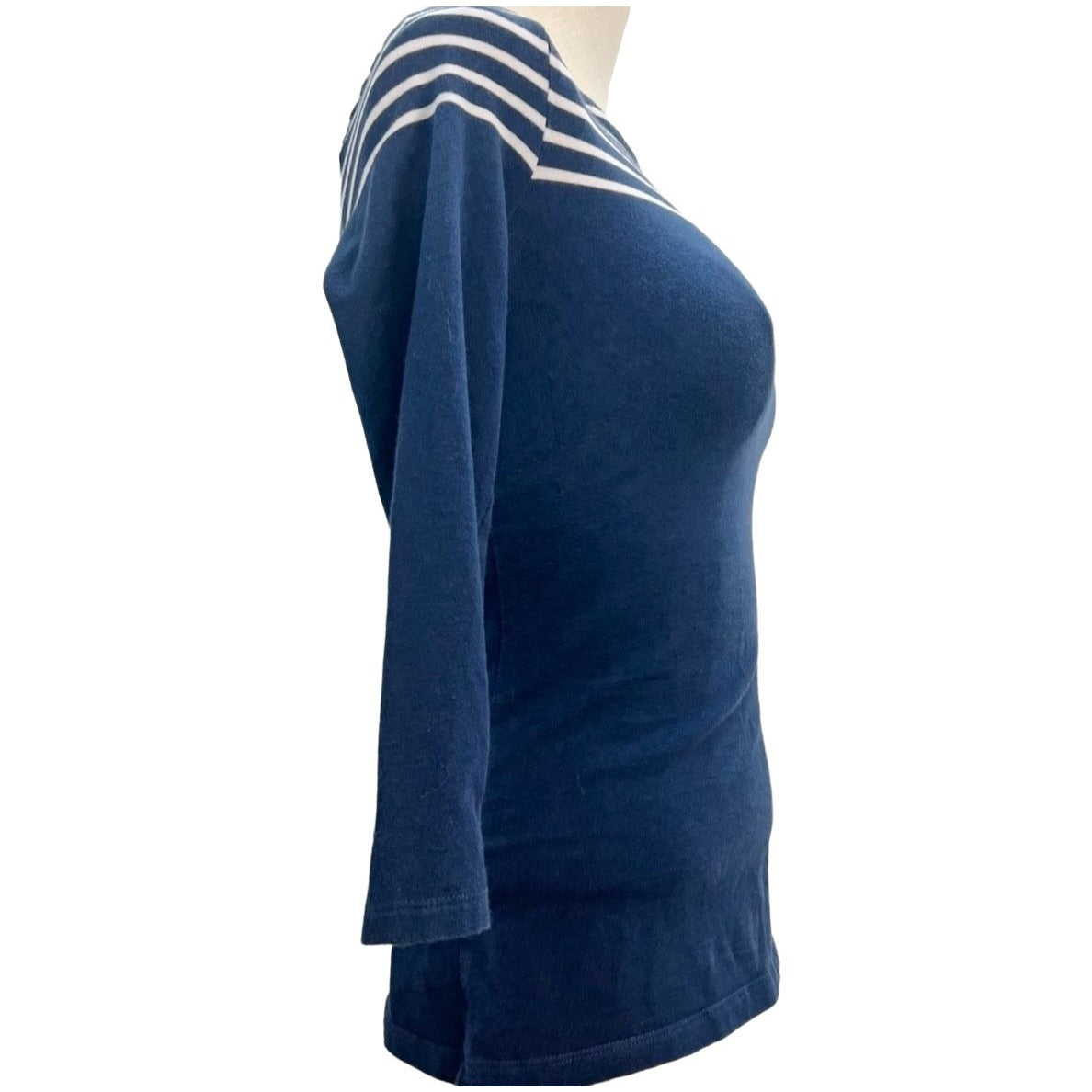 Tommy Hilfiger 3/4 Sleeve Top Womens XS Blue White Stripe