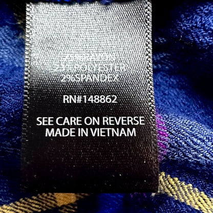 Torrid Flannel Shirt Size 3 Blue Purple Yellow Plaid Buttons Front Back LS NWOT