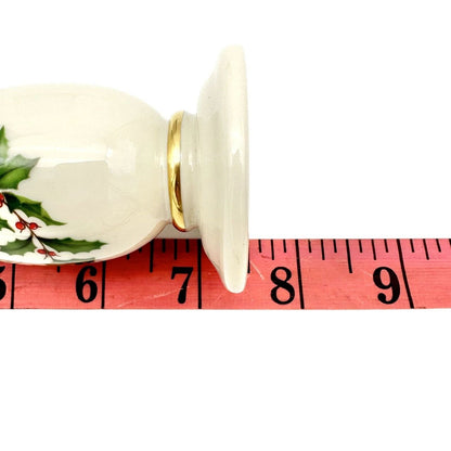 Lenox Holiday Christmas Bud Vase 7.5 x 2 Beige Gold Trim Holly