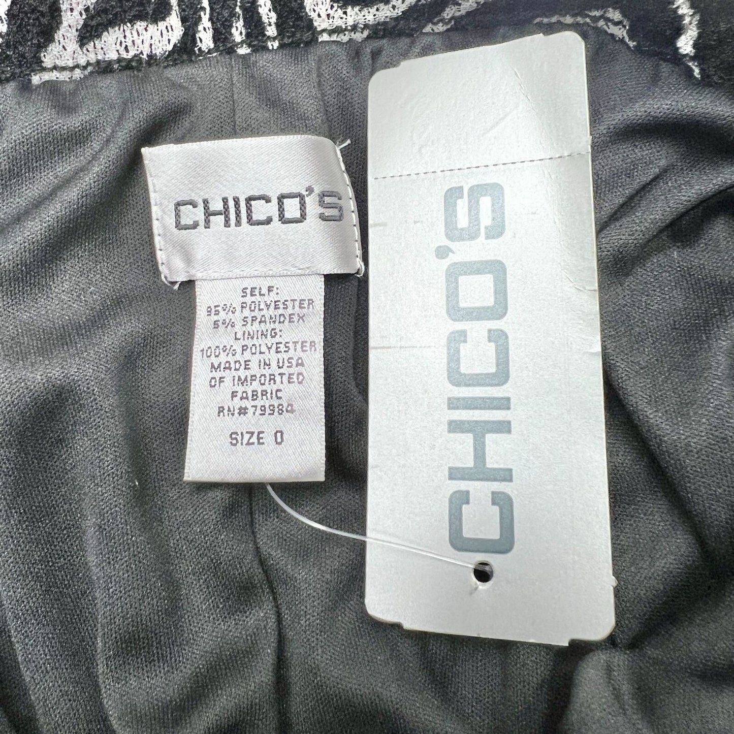Chico's Maxi Skirt Womens Size 0 Black White Zebra Lace Print 34in long NWT