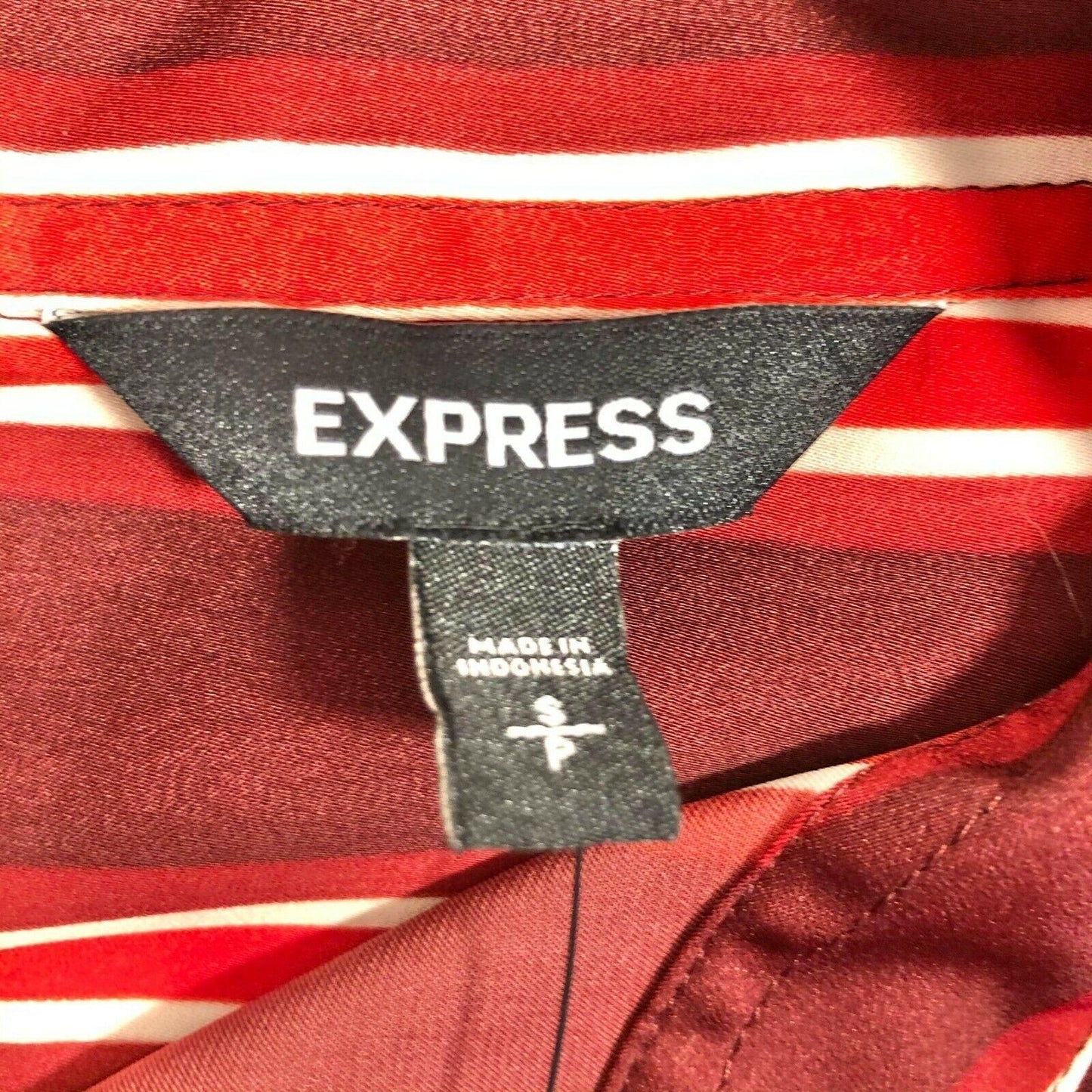 Express Striped Boyfriend Shirt Dress Small Maroon Red White Versatile NWT