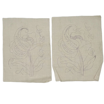 Set of 10 Flower Needlepoint Embroidery Pattern Printed on Linen