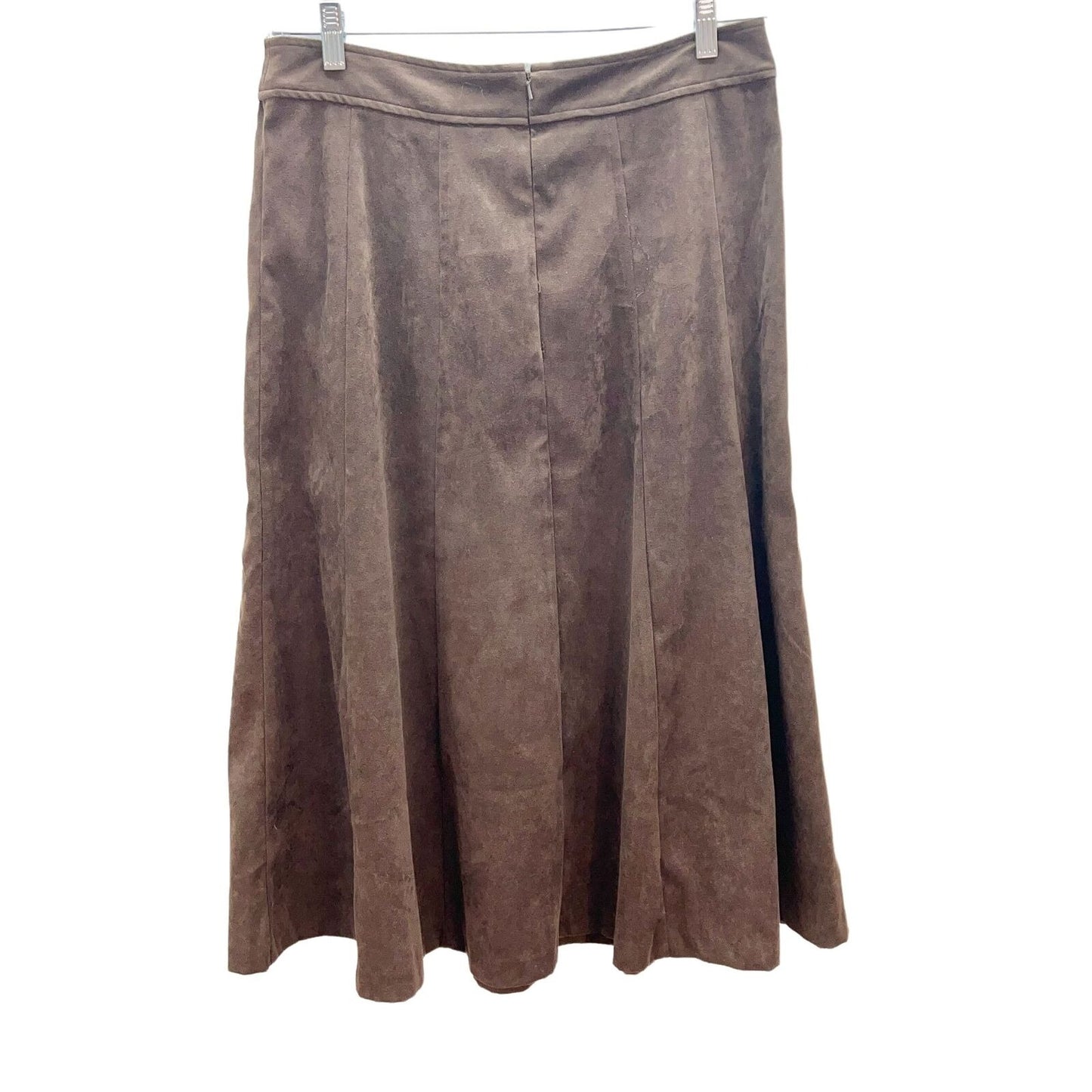 Christopher & Banks Women's 10 Brown Suede Like Full Skirt Back Zip