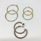Set of 3 Goldtone Hoop Earrings Approximately 1.5 Inches Fun Funky