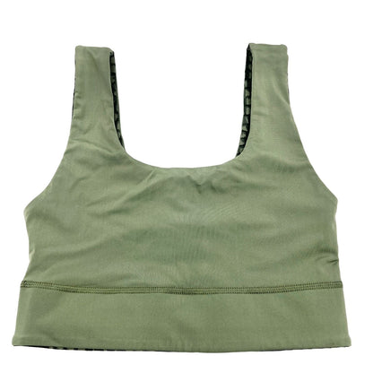Fabletics Sports Bra Women's S Green Reversible Animal Print Solid