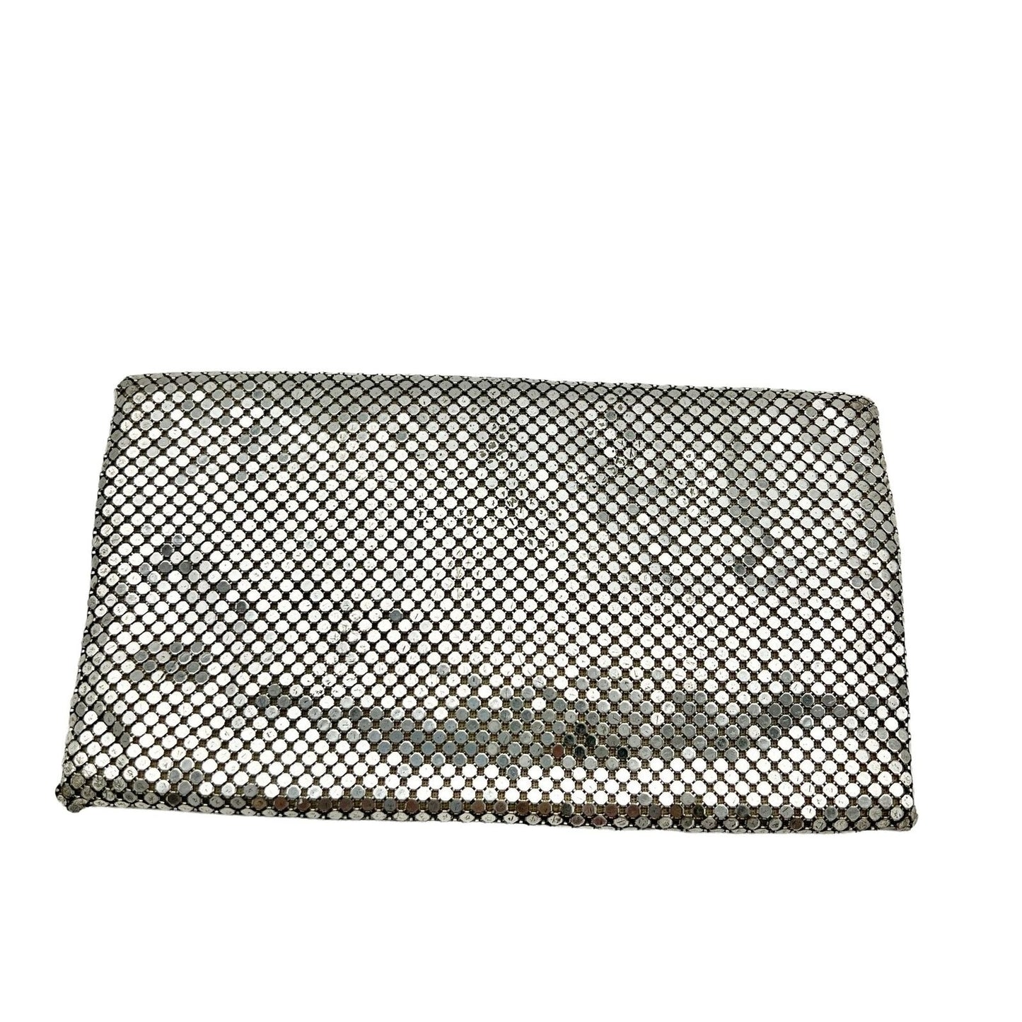 Vintage Whiting & Davis Co Purse Silver Mesh 6.5 x 3.5 Clutch Crystal Clasp