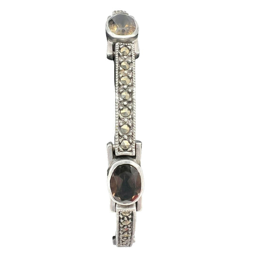 Bracelet Womens 7 in Sterling Silver Marcasite 5 Stone Clasp Closure