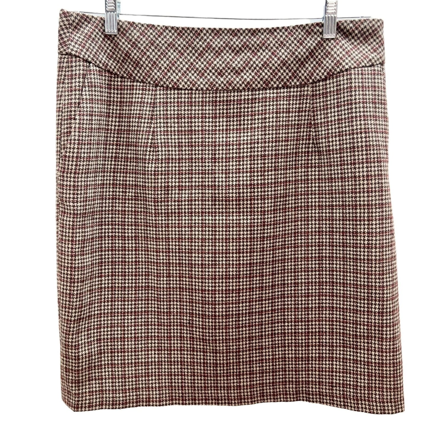 Architect Women's 12 Brown Houndstooth Straight Skirt Back Zip Pockets