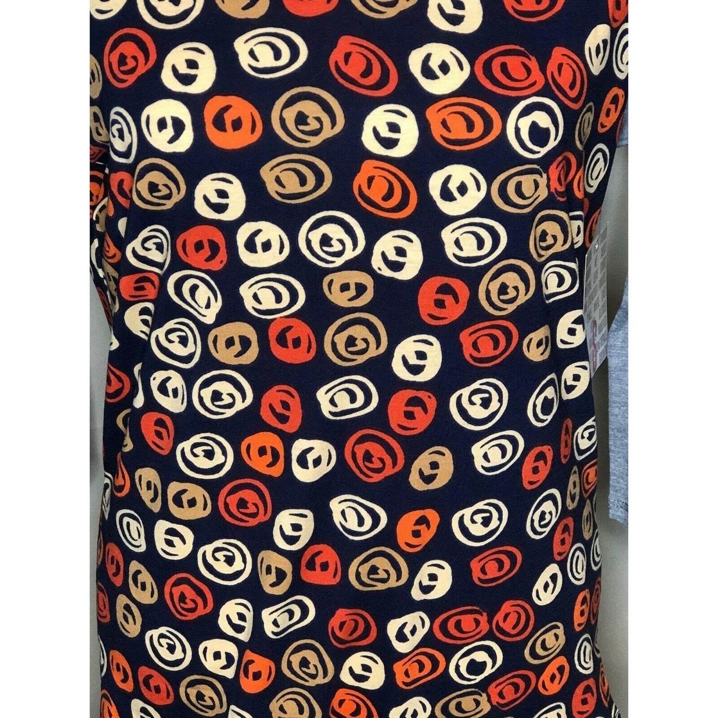 LuLaRoe Randy Baseball Style Tee Size S Black Orange Tan Gray 3/4 sleeves NWT