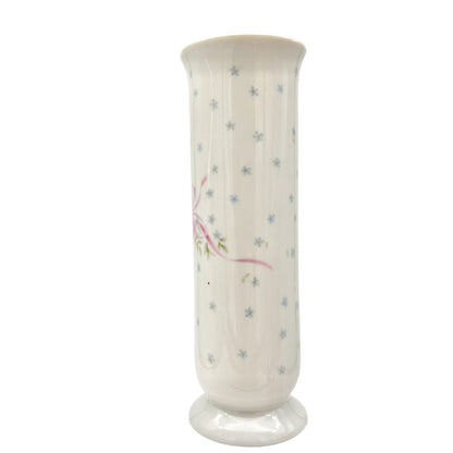 Vintage 1993 Japanese Bud Cylinder Vase By FTD Porcelain White Floral 6.5”