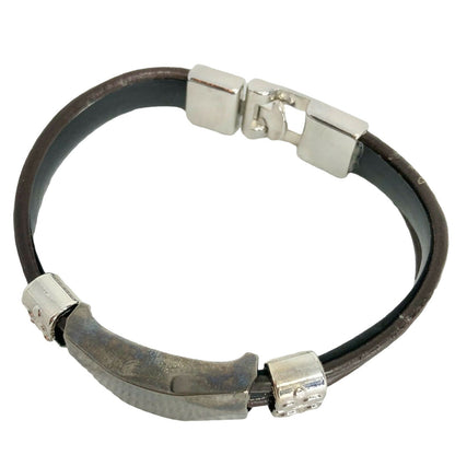 Five Star Black Bracelet Brown and Black Twine with Plate New