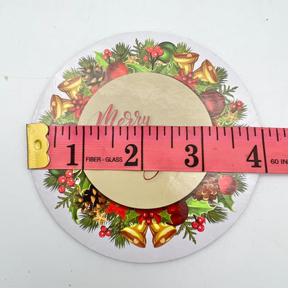 Set of 6 Christmas Coasters 4 in w/ Large Cloth Gift Bag 16.5 x 23 Cinch Closure