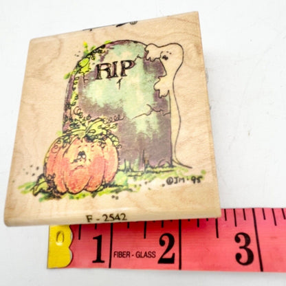 Stampassions Rubber Ink Stamp Halloween Tombstone Ghost Pumpkin NEW