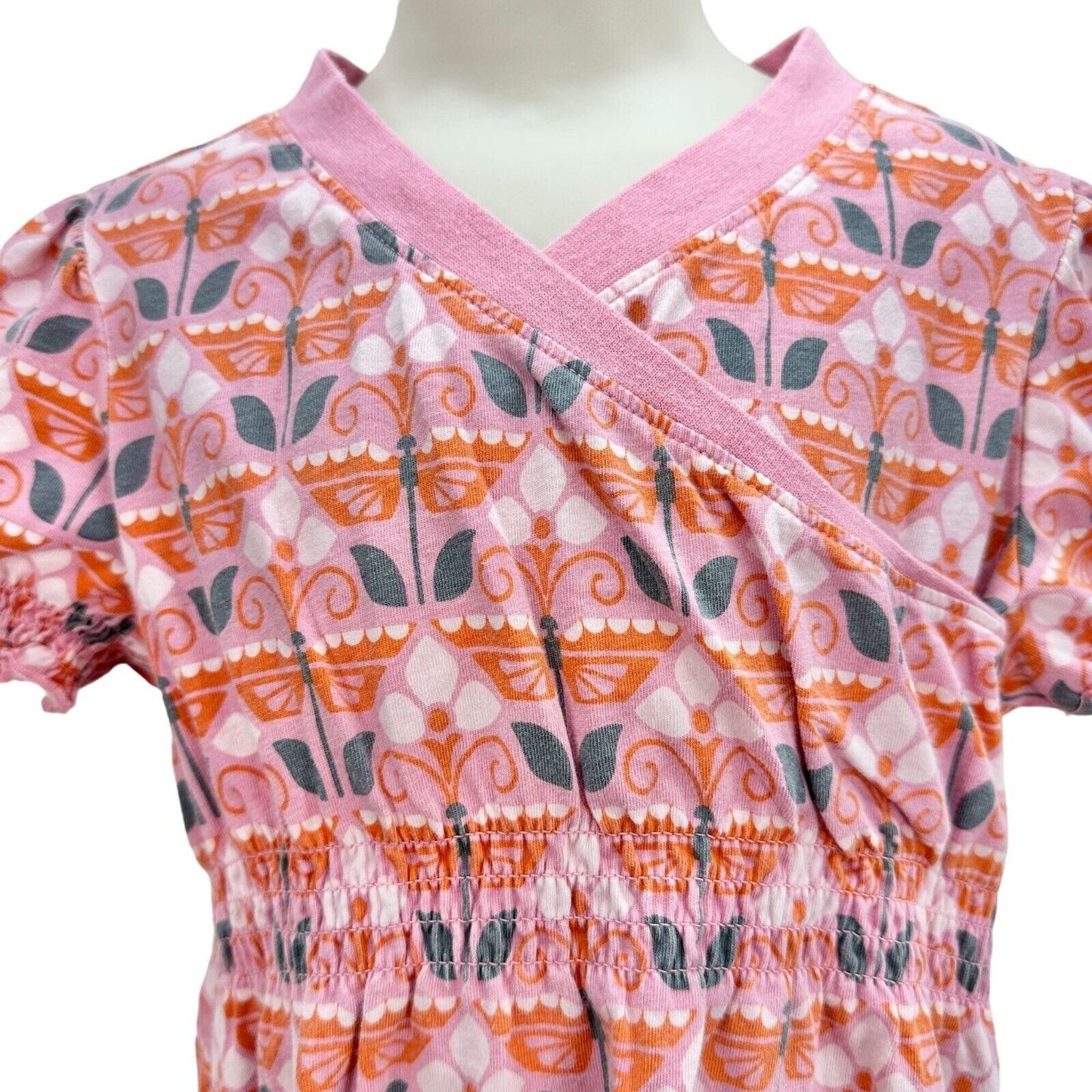 Tea Child's Dress Size 6 Pink Orange Short Sleeve Pullover Dress