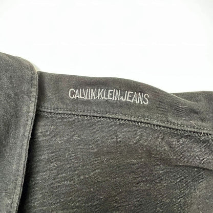 Calvin Klein Jeans Shirt Womens XXL Black Short Sleeve Open Neck Collar
