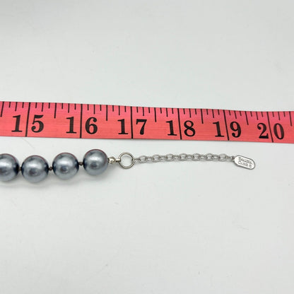 Shakira Caine Gray Faux Pearl Floral Necklace With Matching Clip-on Earrings