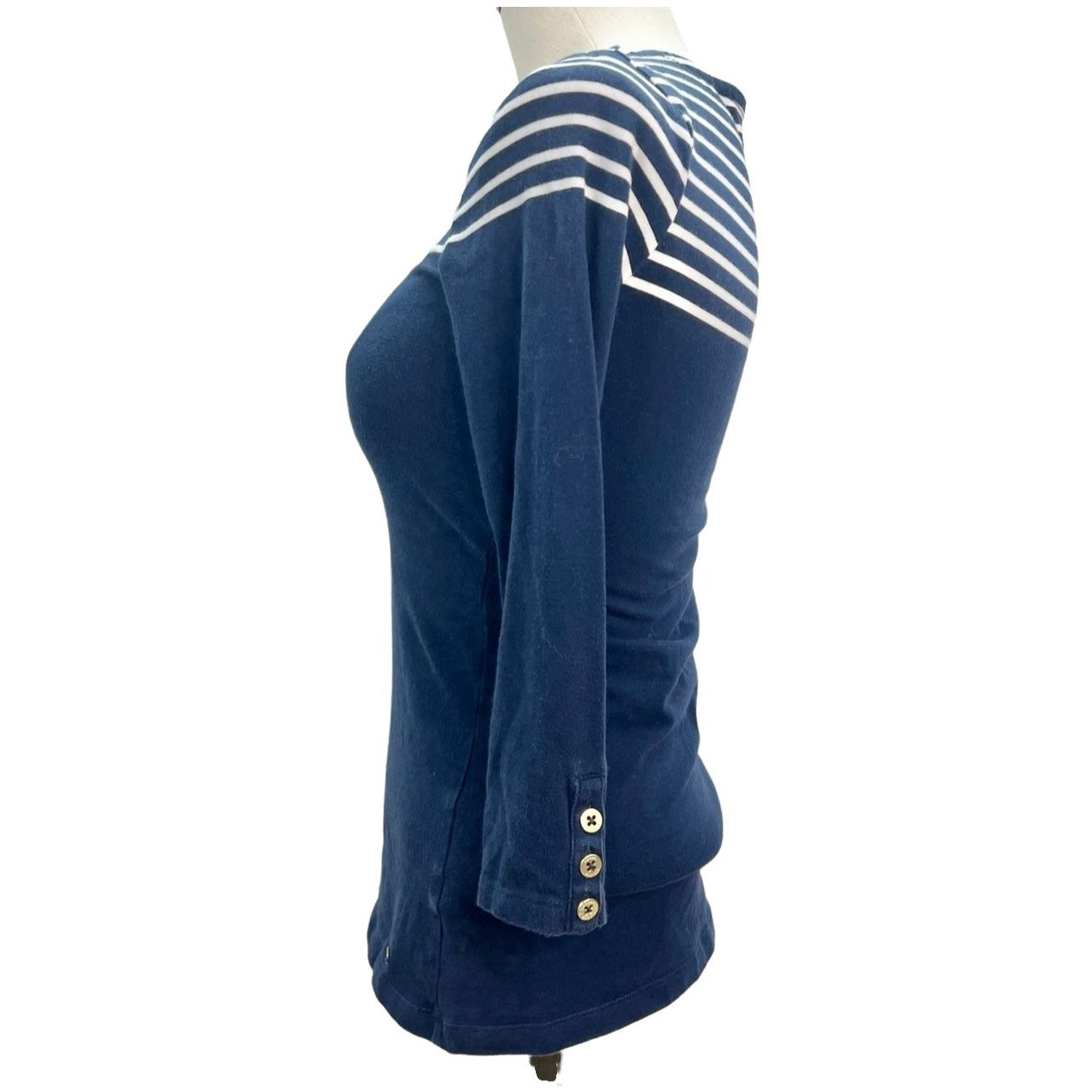 Tommy Hilfiger 3/4 Sleeve Top Womens XS Blue White Stripe