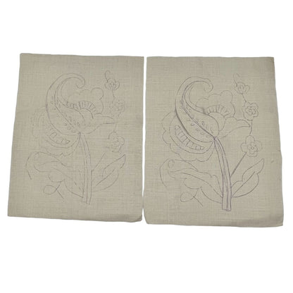 Set of 10 Flower Needlepoint Embroidery Pattern Printed on Linen