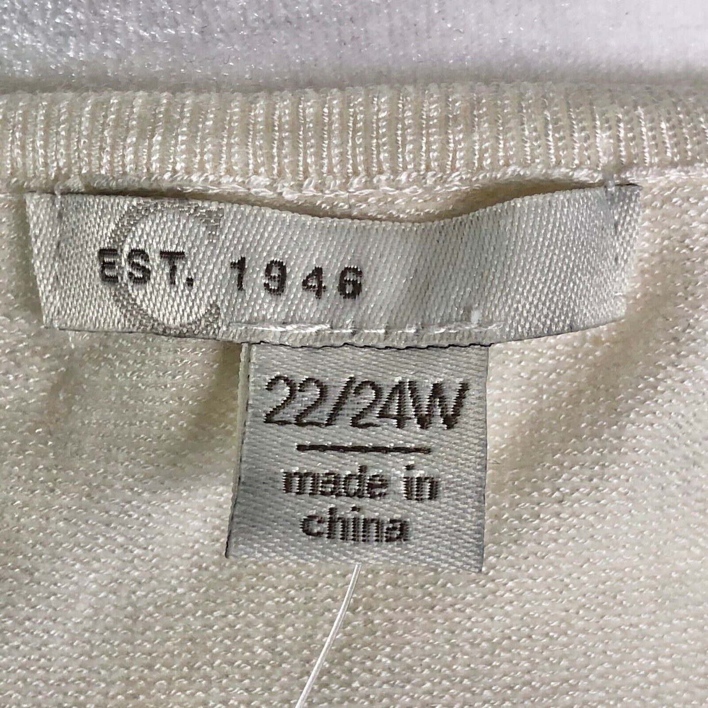 Cato Est 1946 22/24W Ivory Pullover Sweater Long Sleeved Women NWT