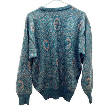 Tricots St. Raphael Mens Large Pure New Wool Sweater Hunt Theme Uruguay