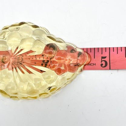 Vintage Amber Grape Trinket Dish 4.5 x 3 Glass Leaf Shape