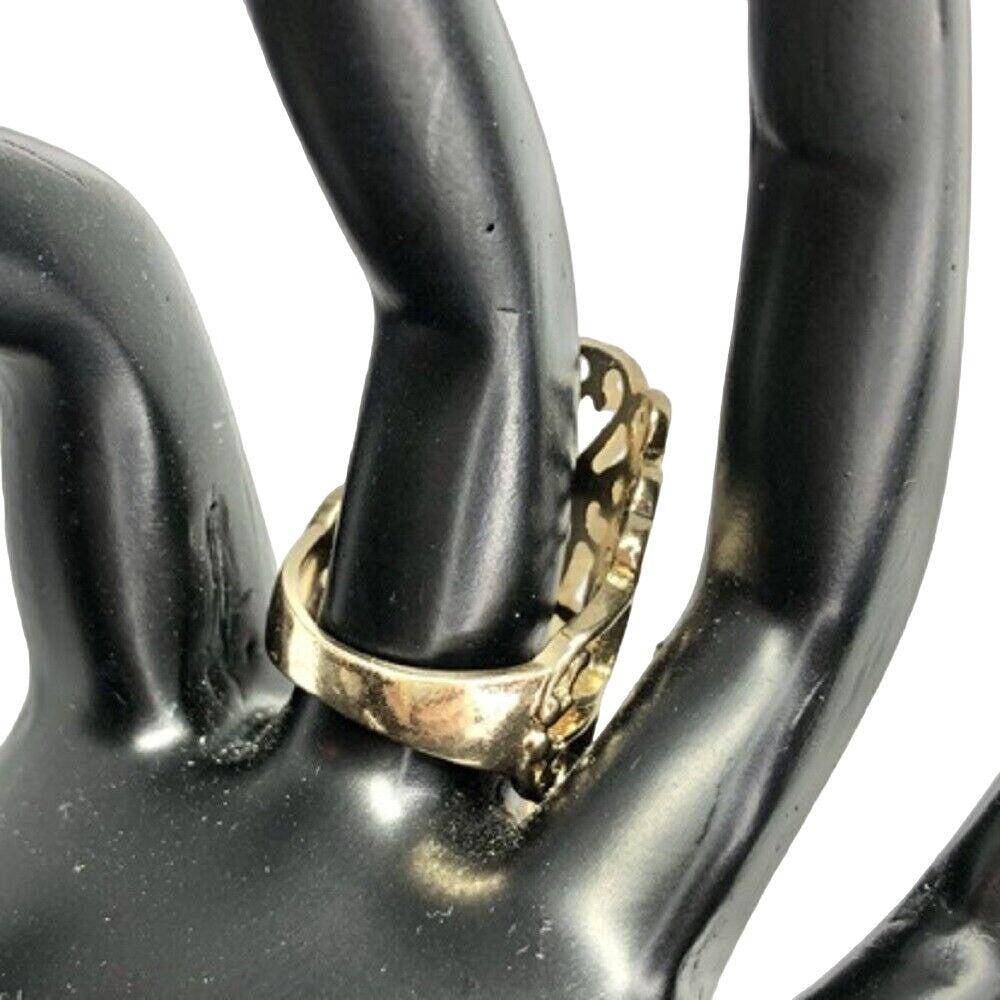 Goldtone Filigree With Crystal Ring Womens Size 6