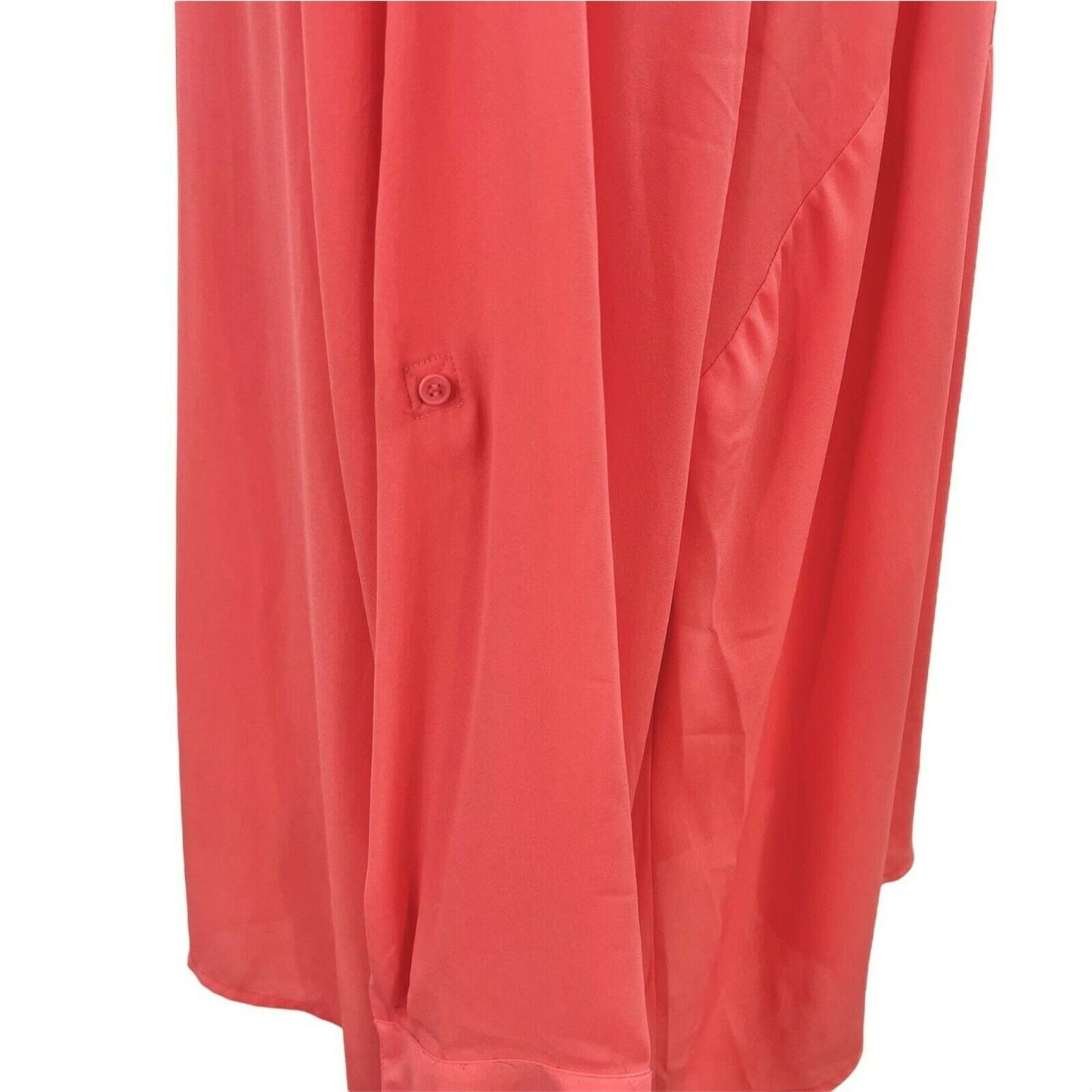 Lane Bryant 26/28 Peach Semi Sheer Crew V-Neck Blouse Roll Tab Sleeves