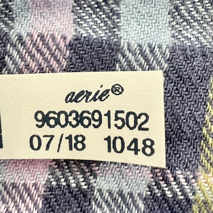 Aerie Flannel Shirt Womens Small Long Sleeves Blues Pink Green