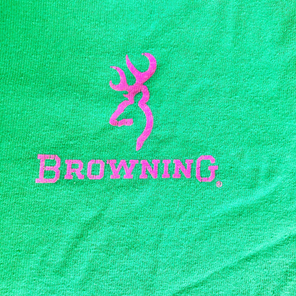 Browning Green Short Sleeve Crew Neck Small T-Shirt Pink Logo