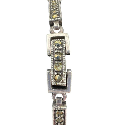 Bracelet Womens 7 in Sterling Silver Marcasite 5 Stone Clasp Closure