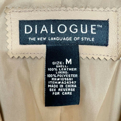 Dialogue Women's Medium Camel Leather Coat Polyester Lining Machine Wash