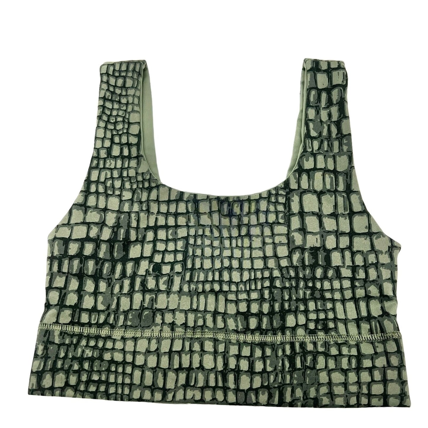 Fabletics Sports Bra Women's S Green Reversible Animal Print Solid