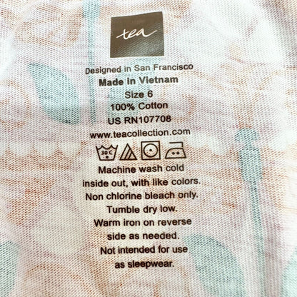 Tea Child's Dress Size 6 Pink Orange Short Sleeve Pullover Dress