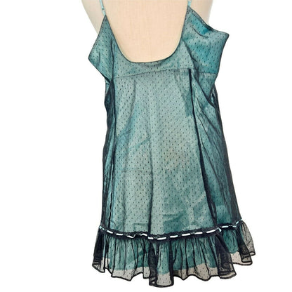 Cacique 18/20 Turquoise Black Sexy Nightie w Adjustable Straps