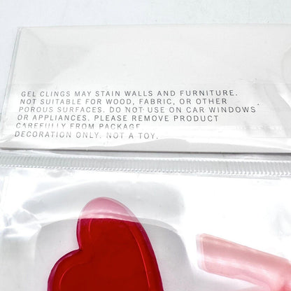 Happy Valentines Day Clings Set of 2 10.5 x 5.5 Red Pink Hearts NIP