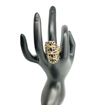 Goldtone Filigree With Crystal Ring Womens Size 6