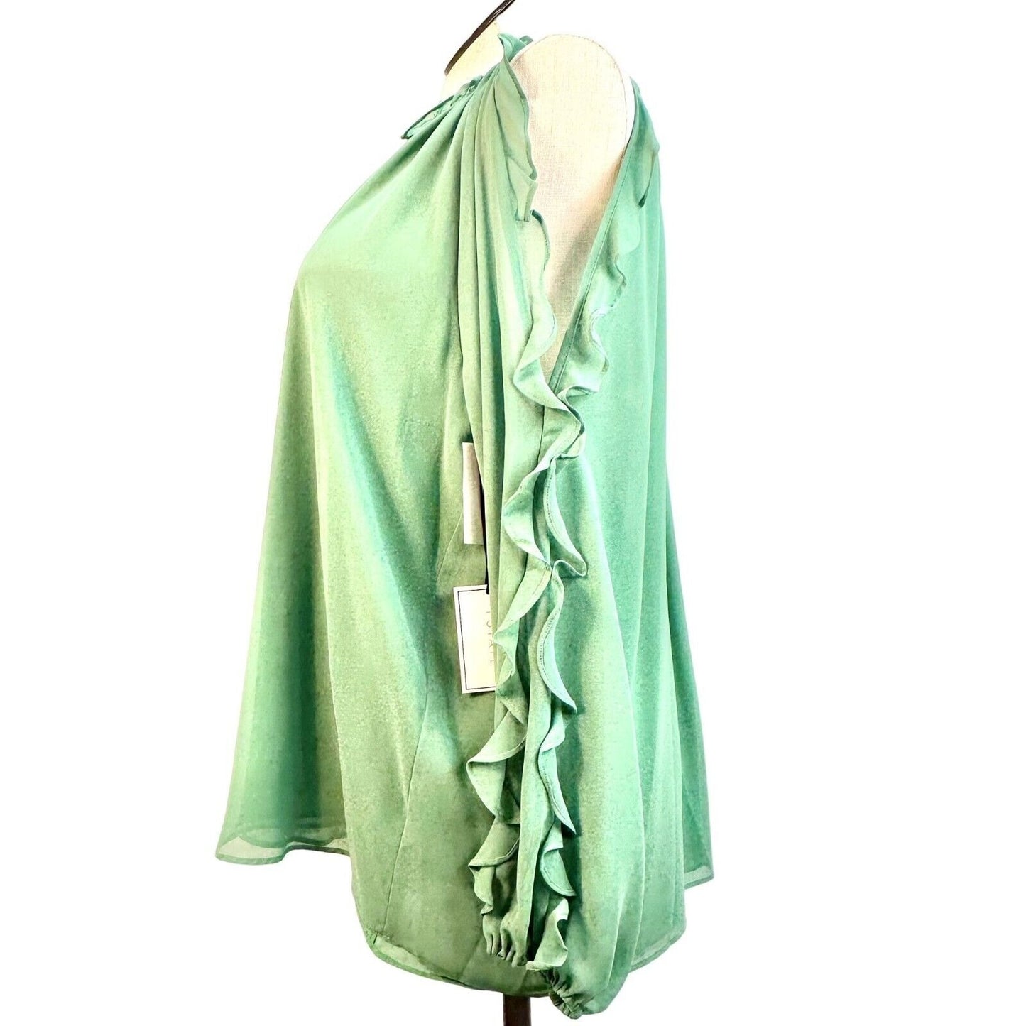 1. State Top Women's 2X Green Preble Cold Shoulder Long Sleeve Vneck NWT
