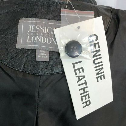 Jessica London 20W Black Leather Blazer Classic Stylish Women NWT