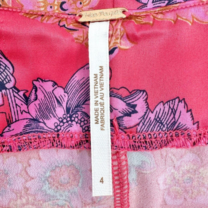 Free People Women's 4 Avas Print Miniskirt in Deep Magenta 16 inch Long NWT