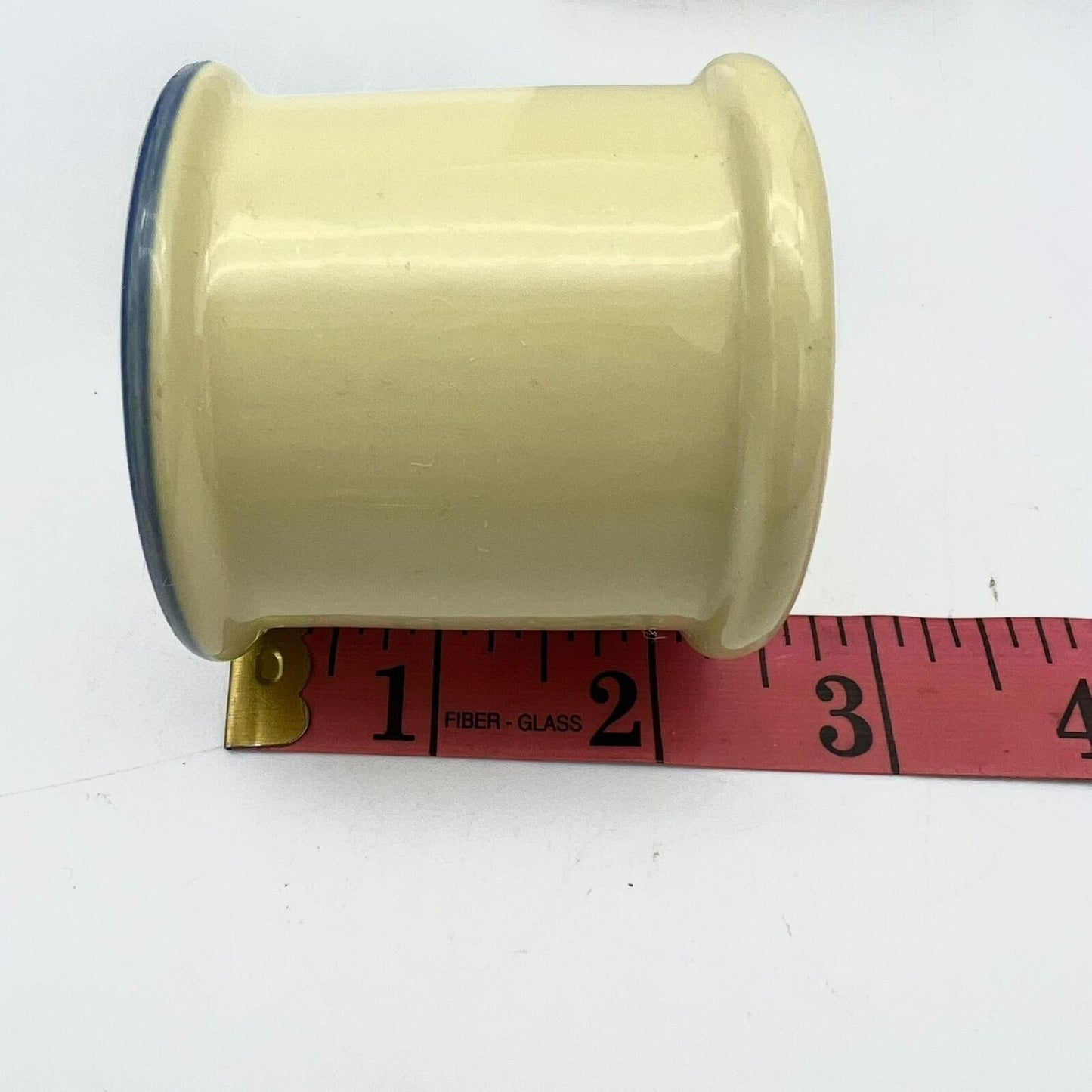 Vintage Sterling Votive Candle Holder 2.5 inch Yellow Blue Trim