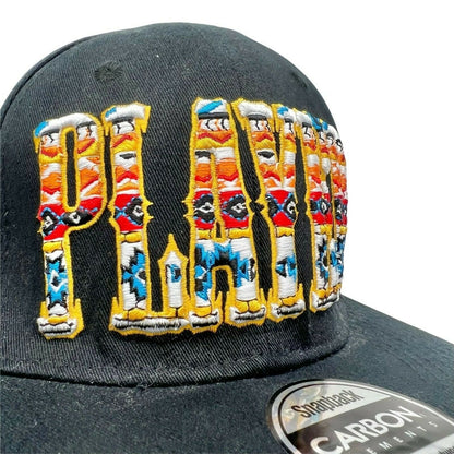 PLAYER Multicolor Lettering Black Baseball Hat Snapback Carbon Elements Adjust