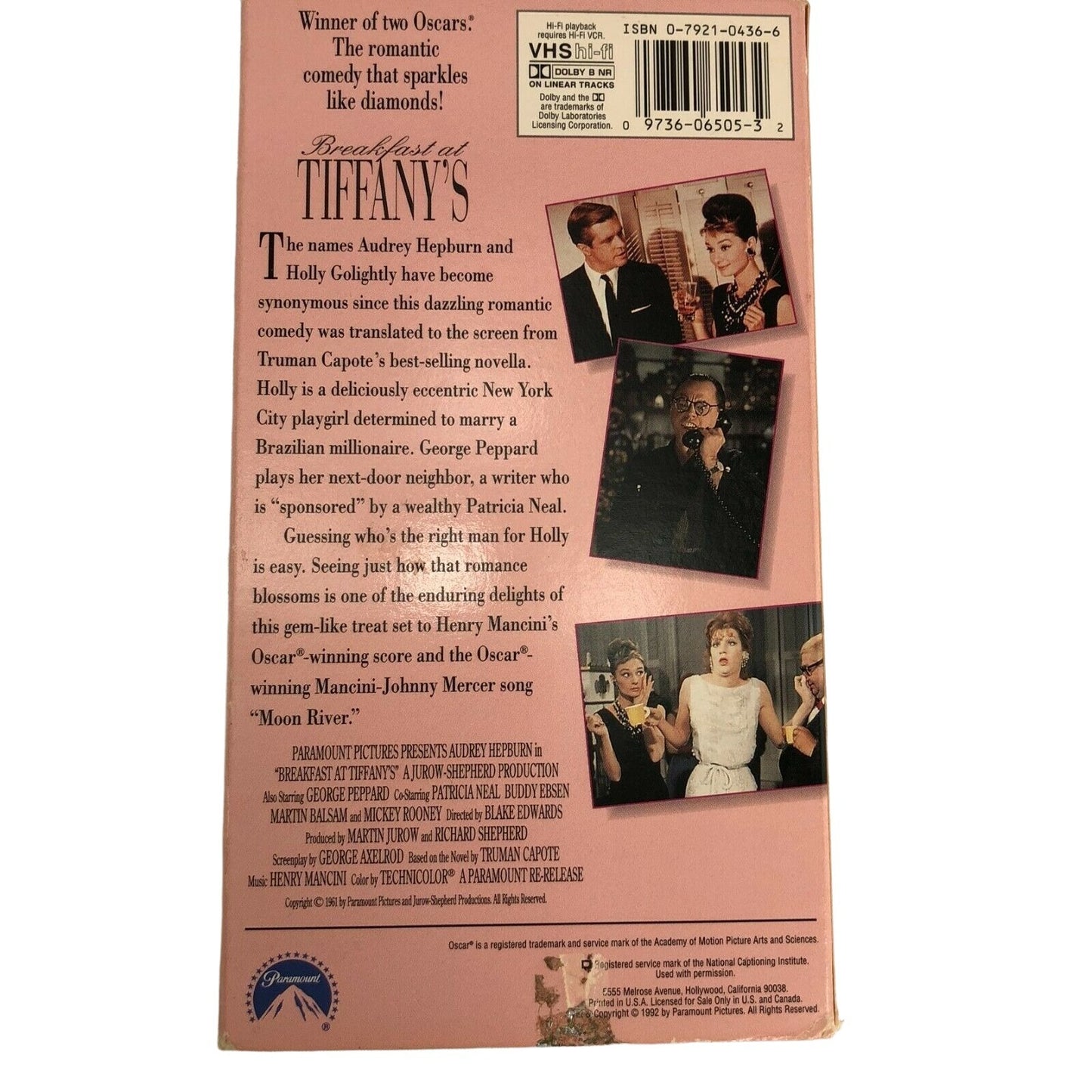 Breakfast at Tiffany's VHS Tape Audrey Hepburn Romance Comedy Classic EUC