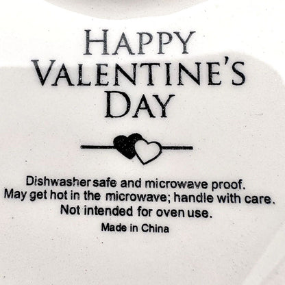 Happy Valentine's Day Set of 2 Heart Bowls  6.5 x 6 Blue White