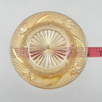 Iridescent Iris Herringbone Marigold Condiment Dish WO Lid Carnival Glass 1940s