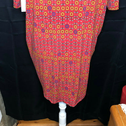 LuLaRoe RETIRED Irma Women's S Red with small flowers mid-length sleeves NWT