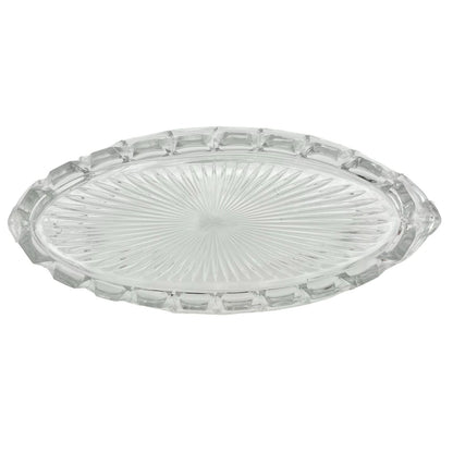 Serving Dish 12 x 5 x 2 Clear Glass Scalloped Oval